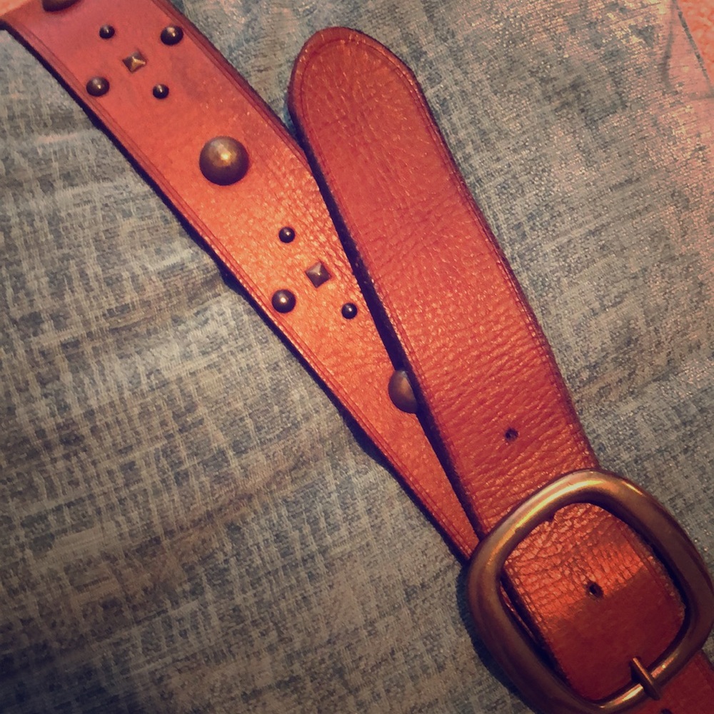 Light Brown studded leather belt